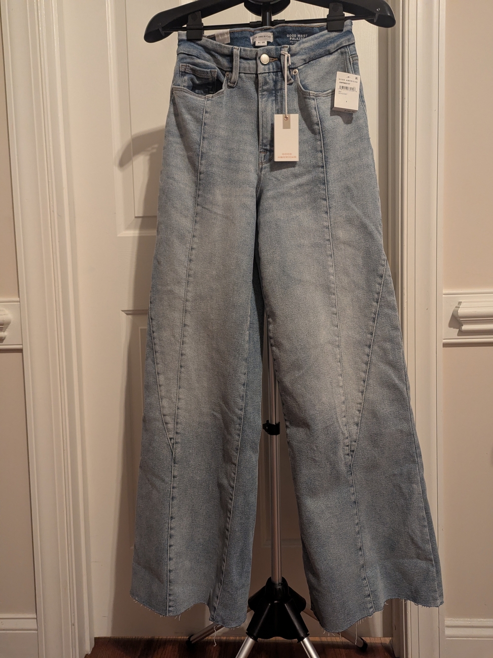 Good American Light Blue Good Waist Palazzo Wide-Leg Jeans - Picture 3 of 9